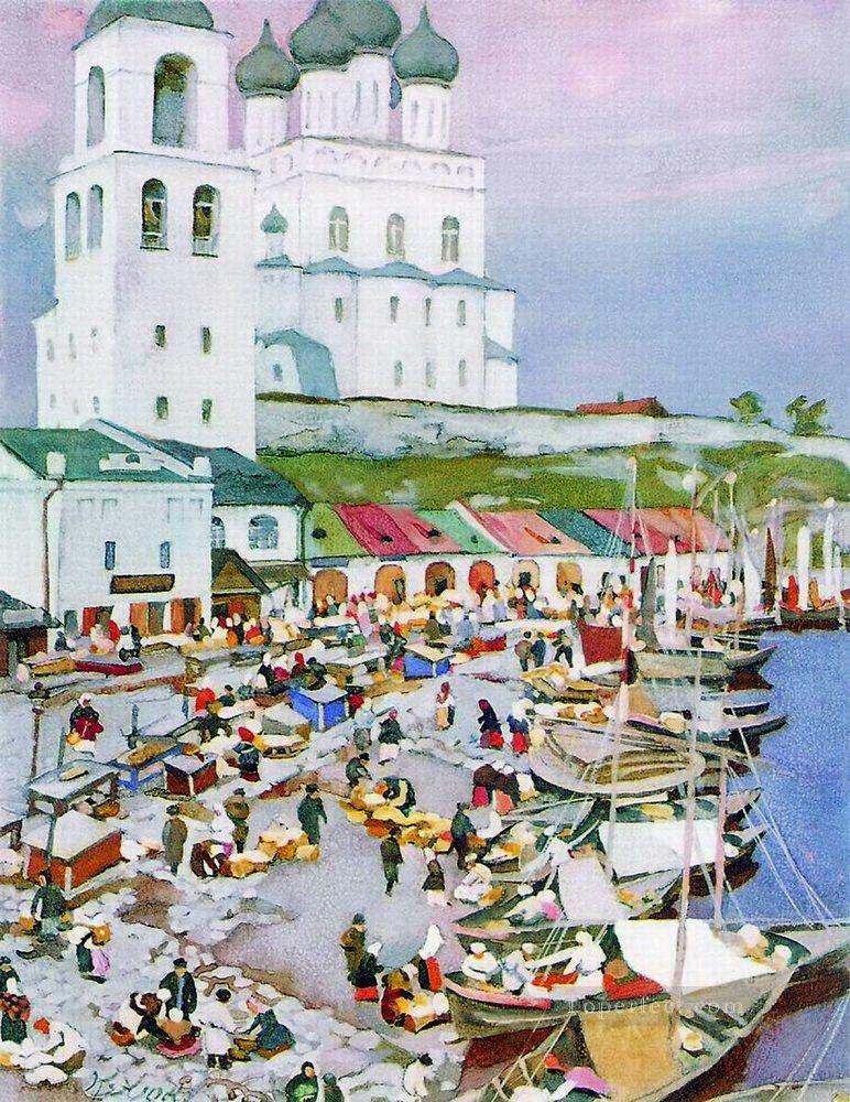 cerca de la catedral de pskov 1917 Konstantin Yuon Pintura al óleo